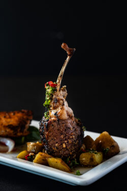 Standing lamb chop with chimmi churri sauce