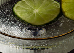 tonic with lime, strong side light,closeup